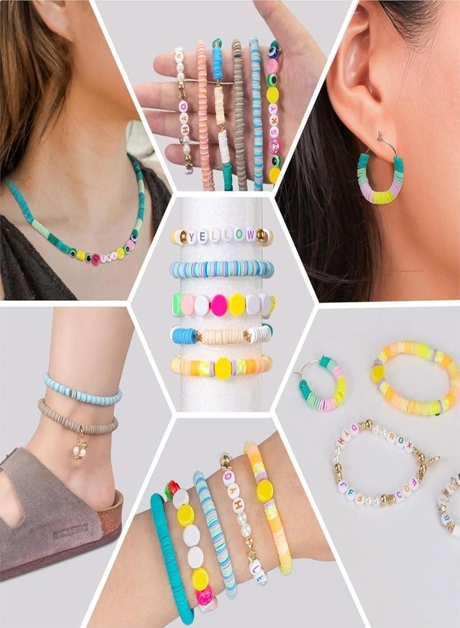 CARTSHOPPER Bracelets Making Kit Pink Clay Beads Kit for Bracelets Making, Polymer Heishi Beads for Jewelry Making, Friendship Bracelet Kit for Girls Adults, Spacer Pearl Beads for Necklace Earring DIY (Big Kit) - Image 4